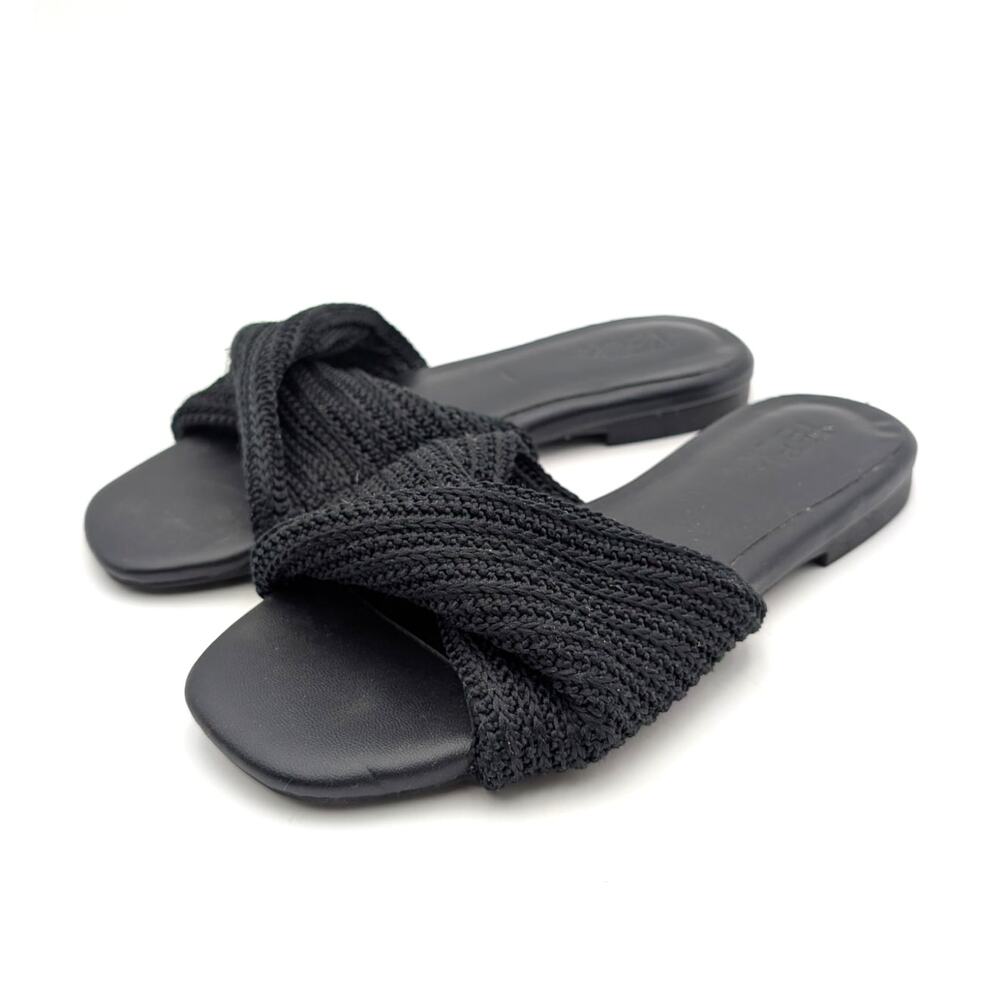 Nordstrom Chantelle Slide Sandal Twist Front Women's Black Size US5M EU35.5